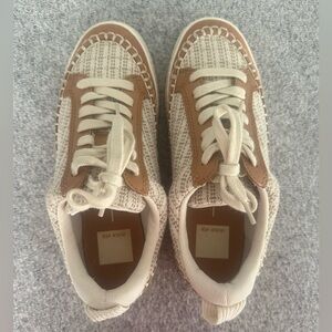 Dolce Vita Woman’s Cream and Brown Woven Sneakers. Size 6. Worn twice
